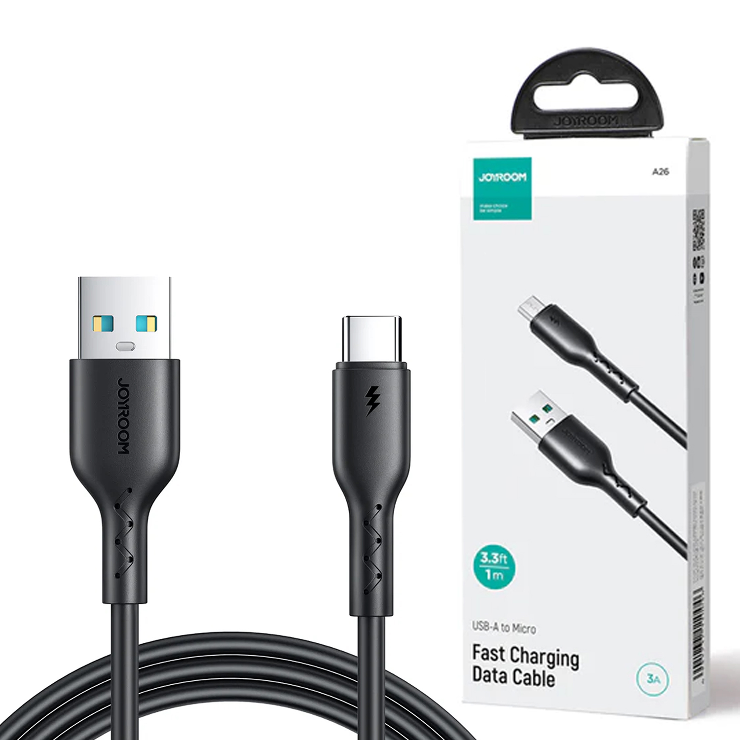 joyroom-sa26-ac3-3a-usb-a-to-type-c-fast-charging-data-cable-1m-black