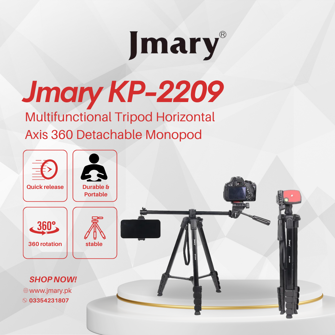 jmary-kp-2209-multifunctional-tripod-horizontal-axis-360-detachable-monopod-compatible-with-mobile-ringlight-camera-dslrs-action-cams